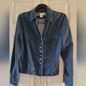 Denim Jacket Shirt Blue Jeans Lightweight Coldwater Creek